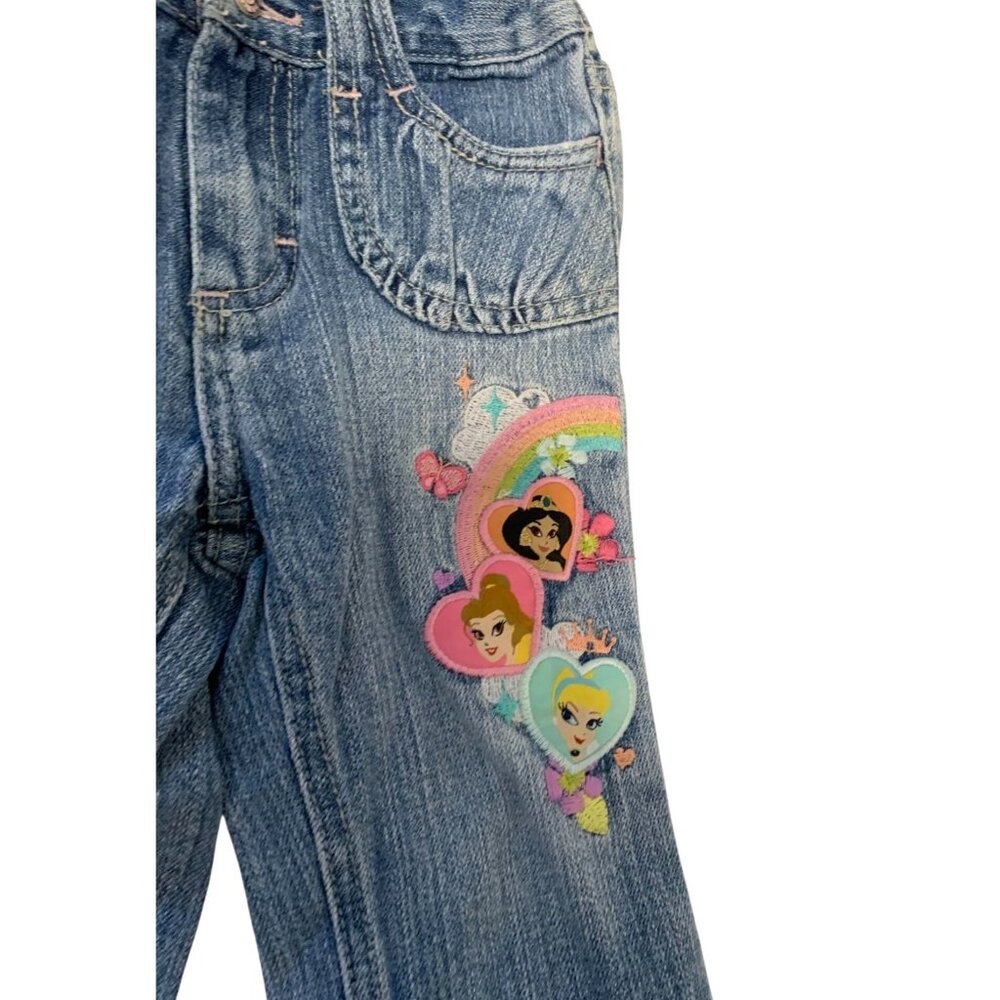 Vintage Y2K Disney Princess Girls Sz 2T Jeans Light Wash Embroidered Flare Leg R - Picture 2 of 5